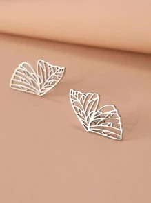 Bông Tai Inox Vintage Tinh Tế Cánh Bướm Đối Xứng Quyến Rũ Thời Trang Bông Tai Dành Cho Nữ Trang Sức Cô Gái Dự Tiệc - Bạc - Xem 2