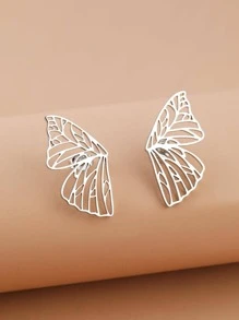 Bông Tai Inox Vintage Tinh Tế Cánh Bướm Đối Xứng Quyến Rũ Thời Trang Bông Tai Dành Cho Nữ Trang Sức Cô Gái Dự Tiệc - Bạc - Xem 3
