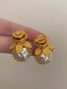 Bông tai trang trí hoa - Vàng - Xem 2