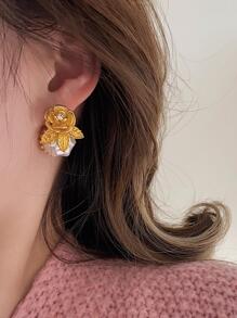 Bông tai trang trí hoa - Vàng - Xem 7
