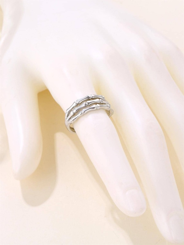 Fashion Stainless Steel Joint Decor Layered Ring For Women For Daily Life