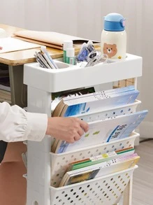 1pc Hanging Wall File Holder, Modern Solid Color File Storage Rack For Home, School - White - View 7