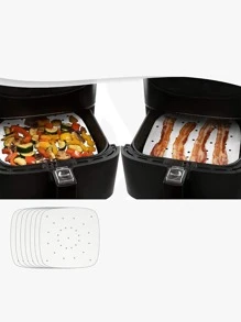 50pcs 7.5 Inch Perforated Air Fryer Parchment Paper - White - View 3