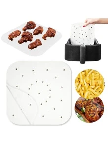 50pcs 7.5 Inch Perforated Air Fryer Parchment Paper - White - View 1