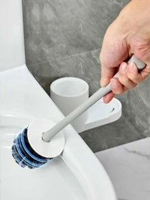 1 set Cepillo de limpieza de baños con mango largo - Blanco - Ver 2