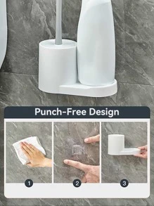 1 set Cepillo de limpieza de baños con mango largo - Blanco - Ver 6