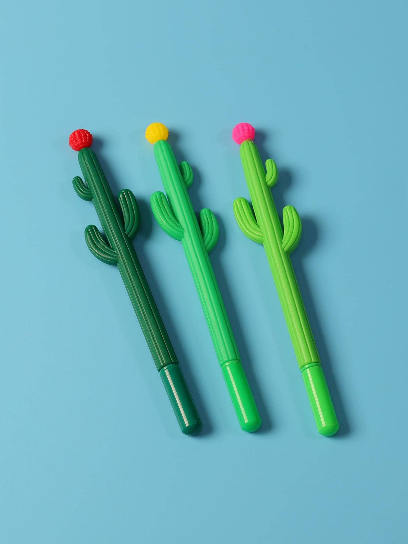 3pcs Cactus Design Gel Pen - Multicolor - View 1