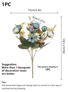 1入組擬真花藍色的塑膠假花適用於家庭裝飾 - 藍色 - 查看 4