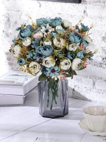 1入組擬真花藍色的塑膠假花適用於家庭裝飾 - 藍色 - 查看 3