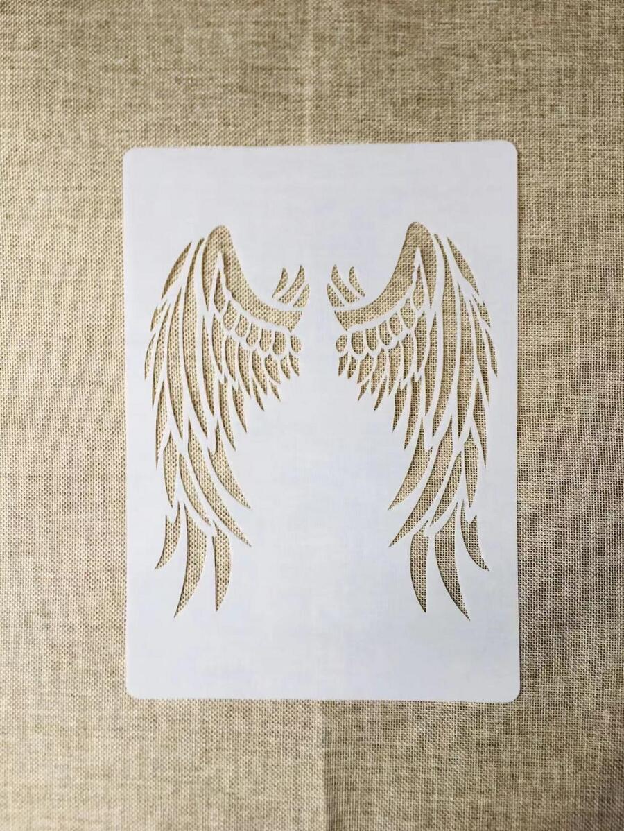 1張白色塑膠a4尺寸天使翅膀和花紋裝飾畫板