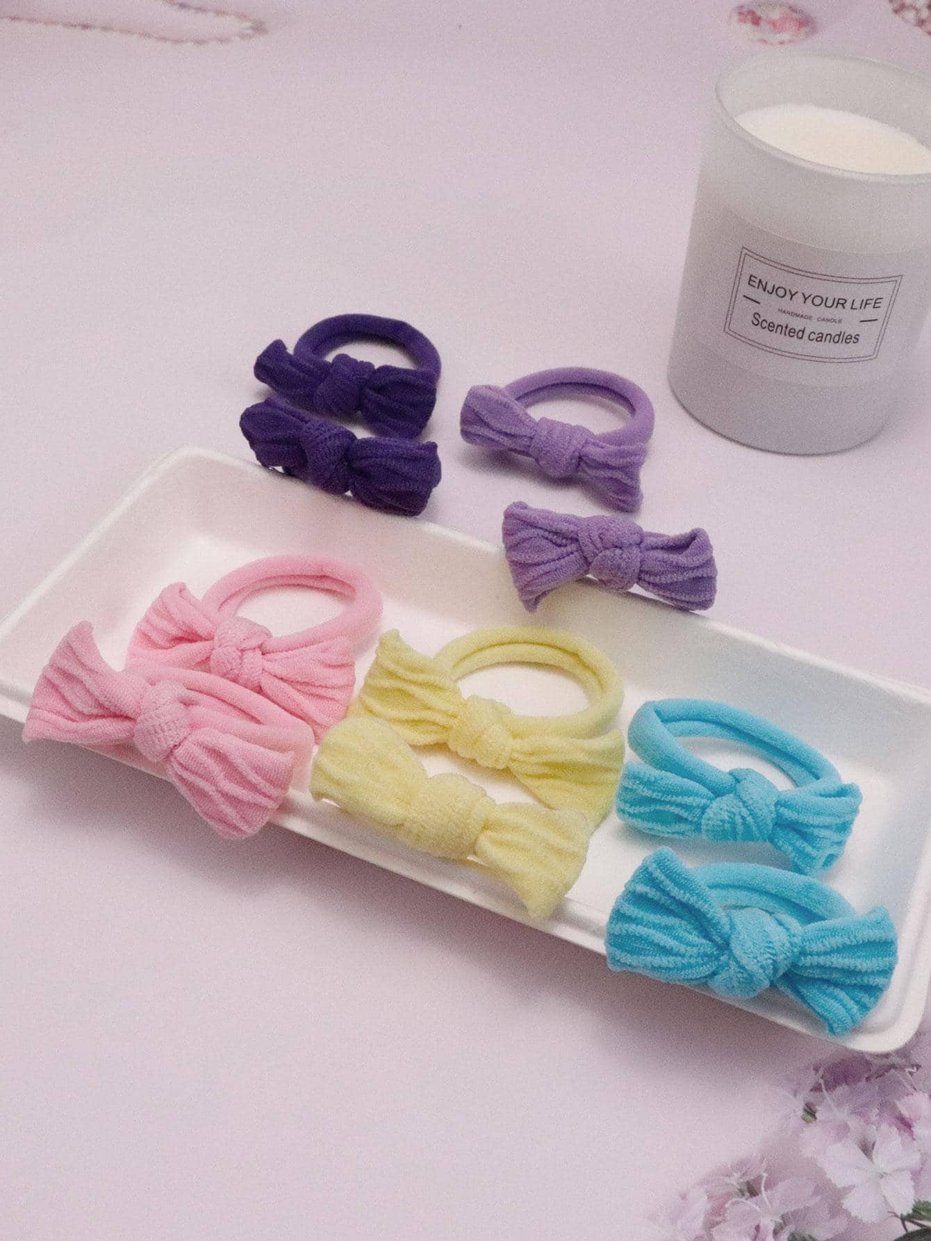 10入組蝴蝶結裝飾髮圈 - 彩色 - 查看 1