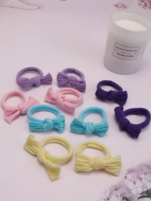 10入組蝴蝶結裝飾髮圈 - 彩色 - 查看 2