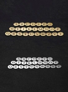 1入女士不鏽鋼個性化a-z字母圓形吊墜項鍊搭配蛇骨鏈,母親節禮物 - 銀色 - 查看 4