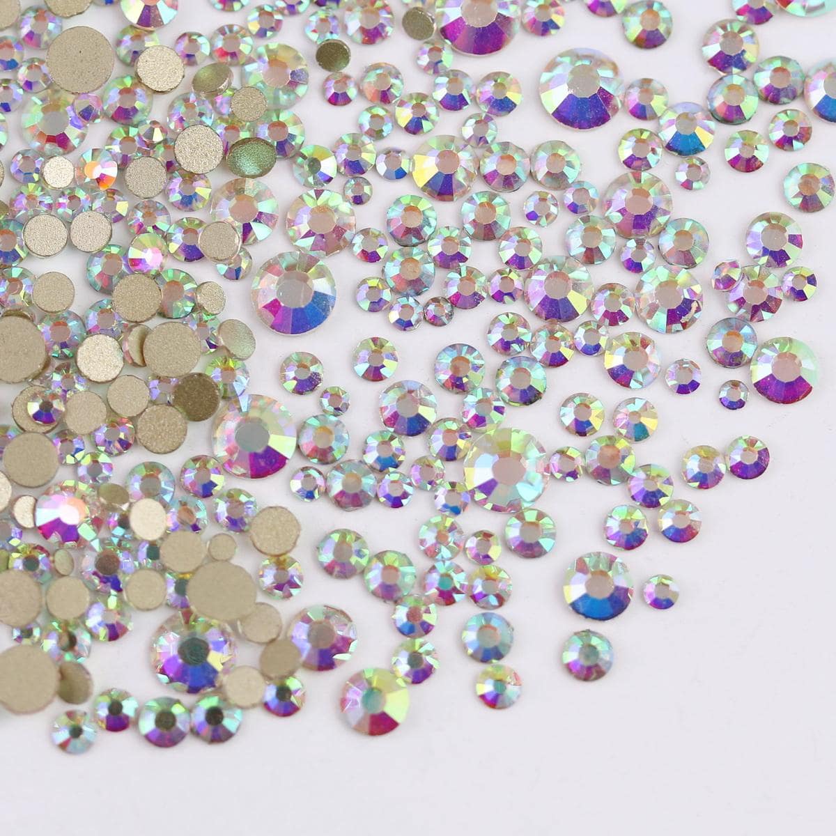 1200 Cái/gói Pha Lê Trang Trí DIY Đơn Giản Đồng Màu Nhiều Kích Thước Trang Trí Kim Cương Giả Cho Thủ Công DIY, Vải Túi, Giày Trang Trí - Đỏ và trắng - Xem 1