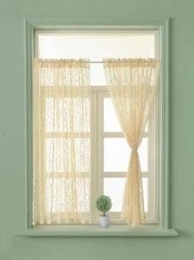 Thiết kế hoa Rèm Sheer một bảng, Rèm Polyester hiện đại lọc ánh sáng riêng tư cho phòng khách và phòng ngủ - Màu be - Xem 1