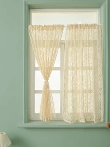 Thiết kế hoa Rèm Sheer một bảng, Rèm Polyester hiện đại lọc ánh sáng riêng tư cho phòng khách và phòng ngủ - Màu be - Xem 4