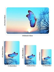 con patrón de mariposa Real azul poliéster para sala de estar - azul real - Ver 4