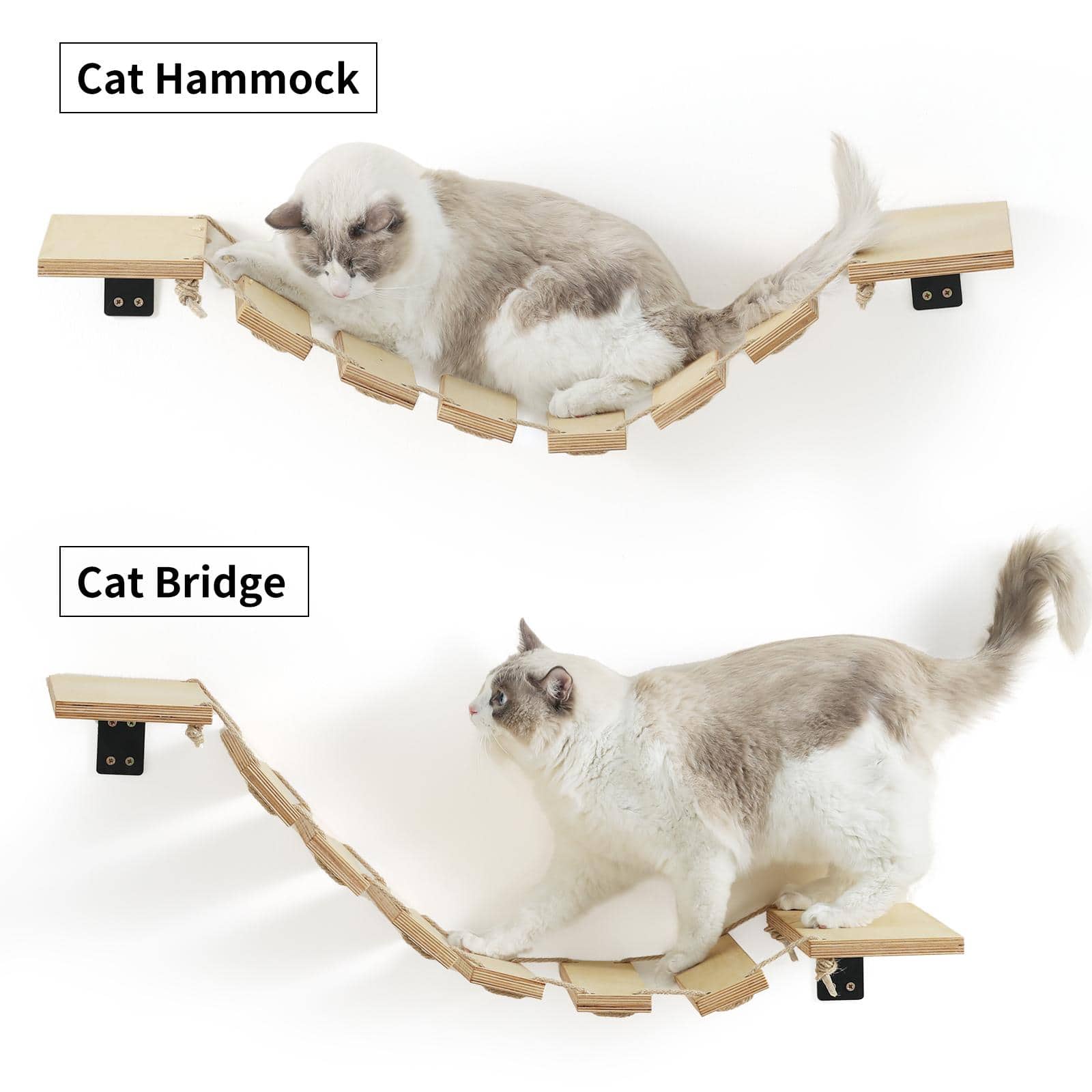FUKUMARU Cat Bridge Wall Mounted, 12.8 in Wider Cat Shelf and Cat