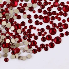 1200 Cái/gói Pha Lê Trang Trí DIY Đơn Giản Đồng Màu Nhiều Kích Thước Trang Trí Kim Cương Giả Cho Thủ Công DIY, Vải Túi, Giày Trang Trí - Màu Hoa hồng đỏ - Xem 1