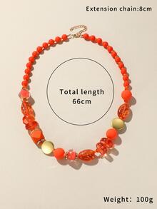 Clear Beaded Necklace - Multicolor - View 3