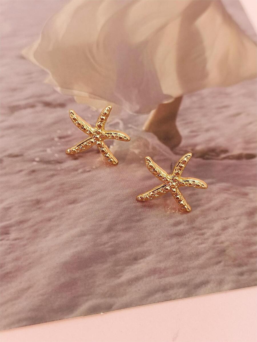 海星耳釘鋅合金首飾類禮品 - 金黃色 - 查看 1