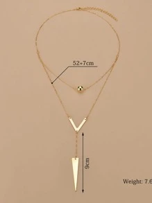 幾何和球吊墜多層Y字項鍊