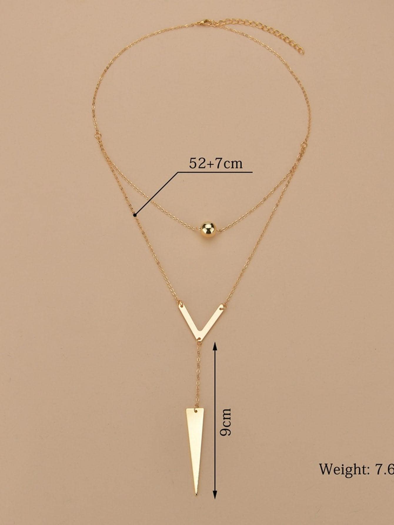 幾何和球吊墜多層Y字項鍊