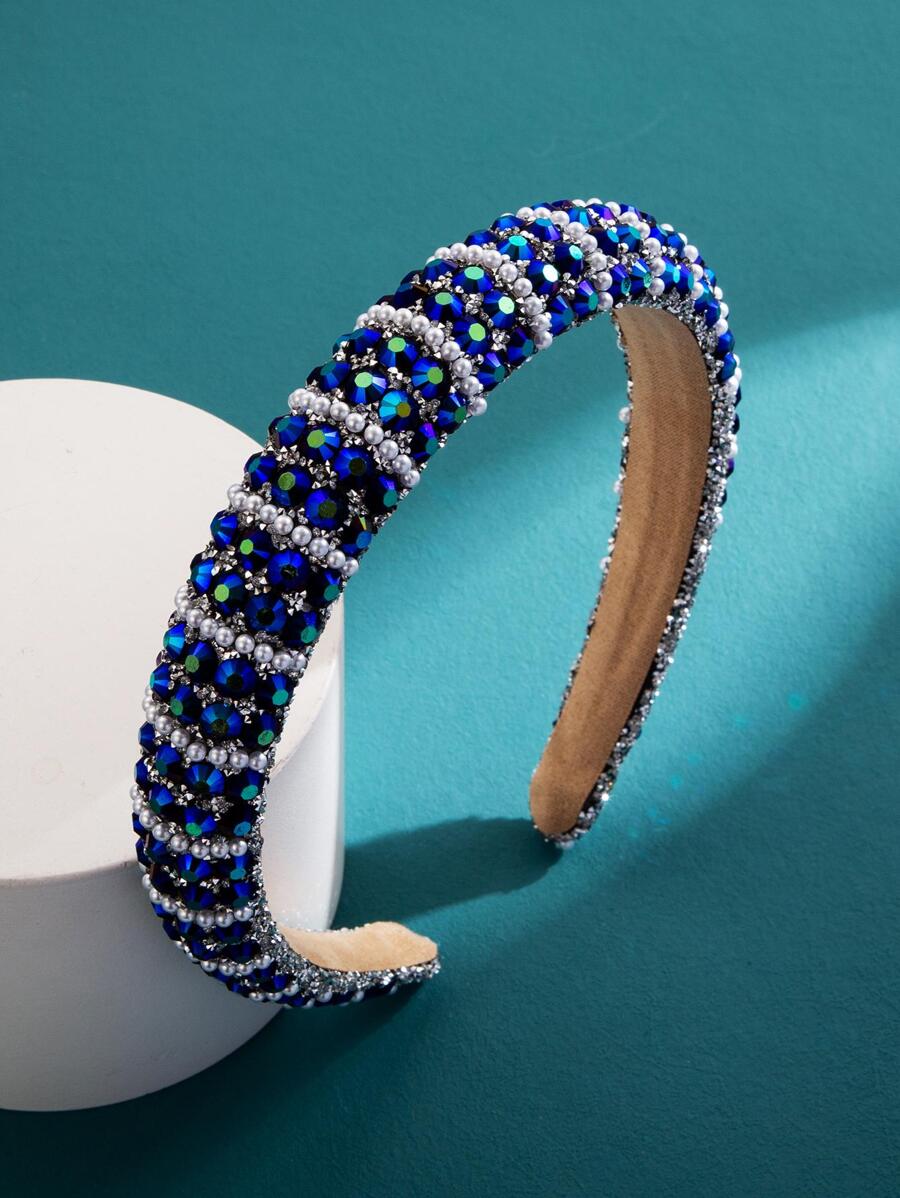 Royal 1pc Women's Korean Style Faux Pearl & Rhinestone Decor Headband Tiaras,Hairband,Hair Hoop Headbands