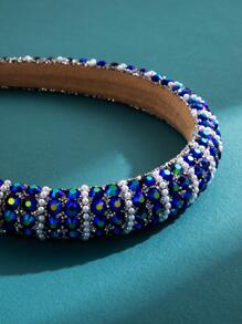 Royal 1pc Women's Korean Style Faux Pearl & Rhinestone Decor Headband Tiaras,Hairband,Hair Hoop Headbands