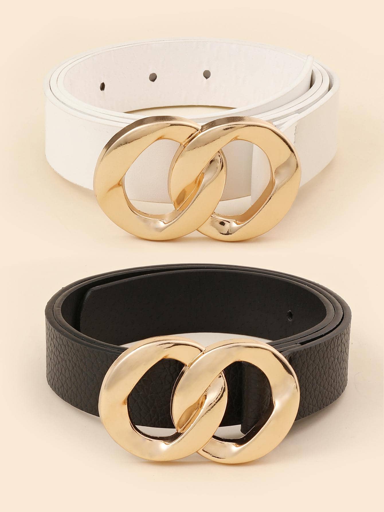 2入組荔枝紋壓花鏈條搭扣腰帶 - 彩色 - 查看 1