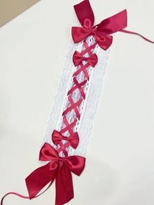 1入組女性蕾絲邊蝴蝶結裝飾甜美風格髮帶適用於角色扮演 - 彩色 - 查看 6