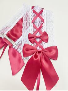 1入組女性蕾絲邊蝴蝶結裝飾甜美風格髮帶適用於角色扮演 - 彩色 - 查看 5