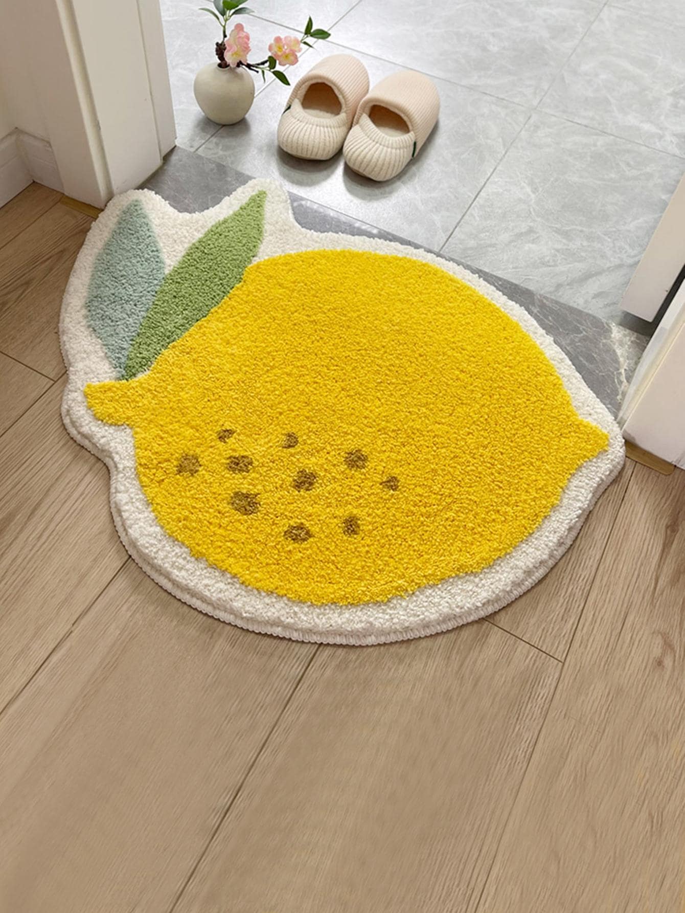 1入組檸檬形簇絨門創意地墊適用於浴室 - 彩色 - 查看 1
