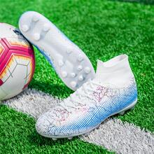 1pair Sporty Athletic Shoes, Geometric Pattern High-top Football Cleats - White - View 2