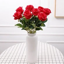 1/2/3/5 bông hoa hồng nhân tạo, trang trí đám cưới, sắp xếp tiệc, bó hoa hồng giả, hoa trồng trong chậu, hoa nhựa, quà tặng cho người yêu, cặp đôi, người lớn tuổi - Đỏ - Xem 6