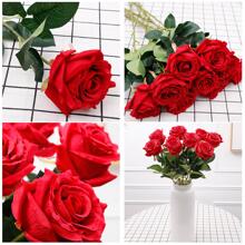 1/2/3/5 bông hoa hồng nhân tạo, trang trí đám cưới, sắp xếp tiệc, bó hoa hồng giả, hoa trồng trong chậu, hoa nhựa, quà tặng cho người yêu, cặp đôi, người lớn tuổi - Đỏ - Xem 4