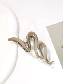 Faux Pearl Decor Snake Design Hair Claw - Multicolor - View 4