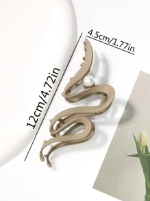 Faux Pearl Decor Snake Design Hair Claw - Multicolor - View 3