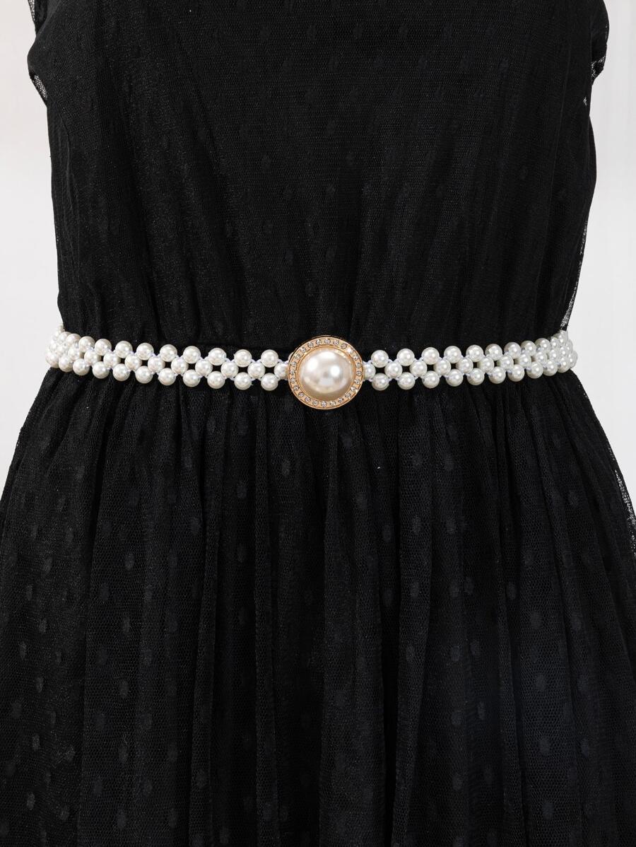 1 Phụ Nữ Ngọc Trai Giả Trang Trí Thắt Lưng Trang Trí Trang Phục - trắng - Xem 1