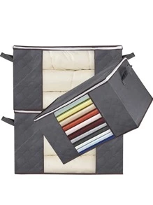 1pc Portable Clothes Storage Bag - Grey - View 1