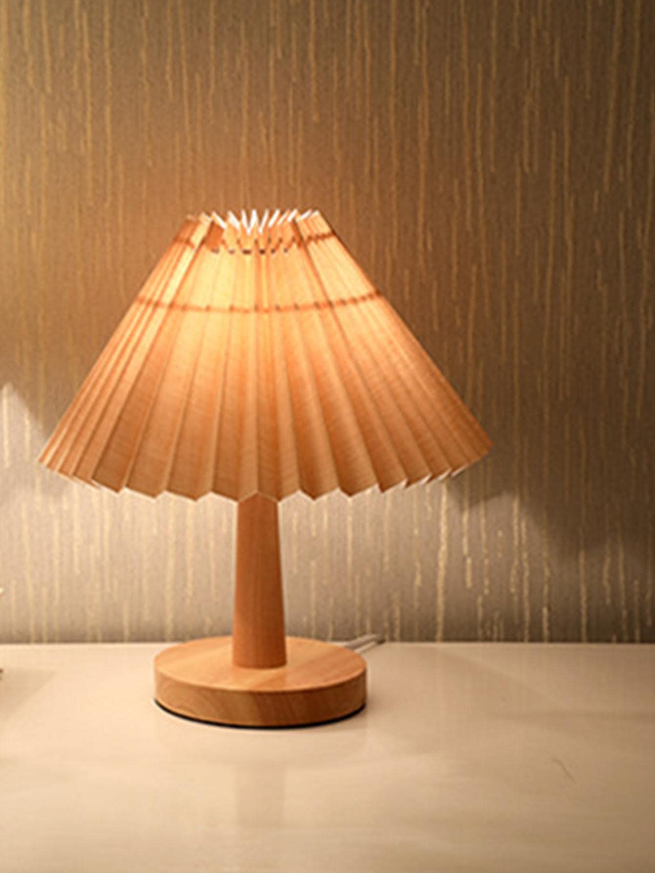 1pc PVC Desk Lamp, Creative Ruched Design LED Desk Lamp For Home - Yellow - View 1