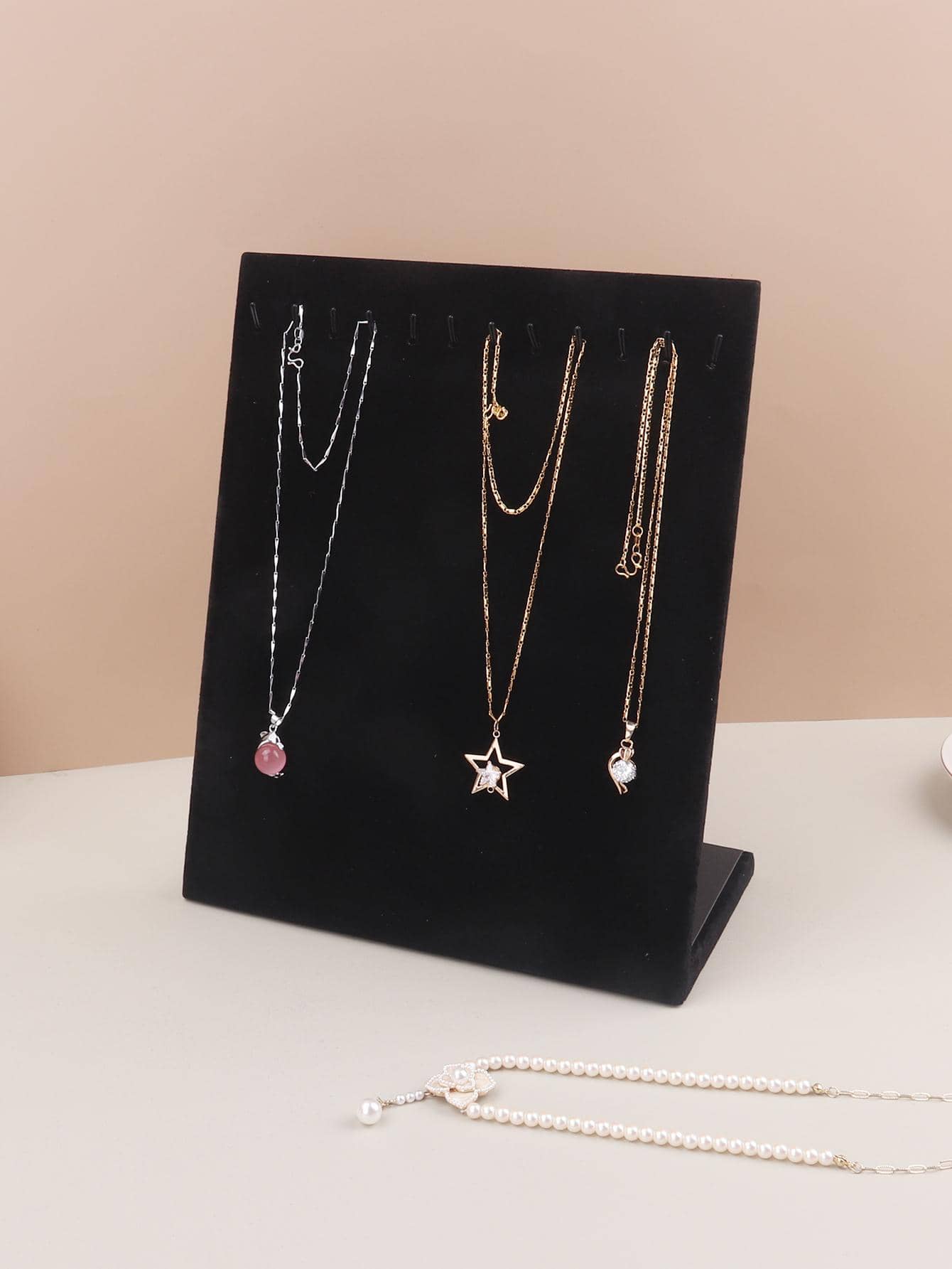 1pc Solid Color Jewelry Rack - Black - View 1