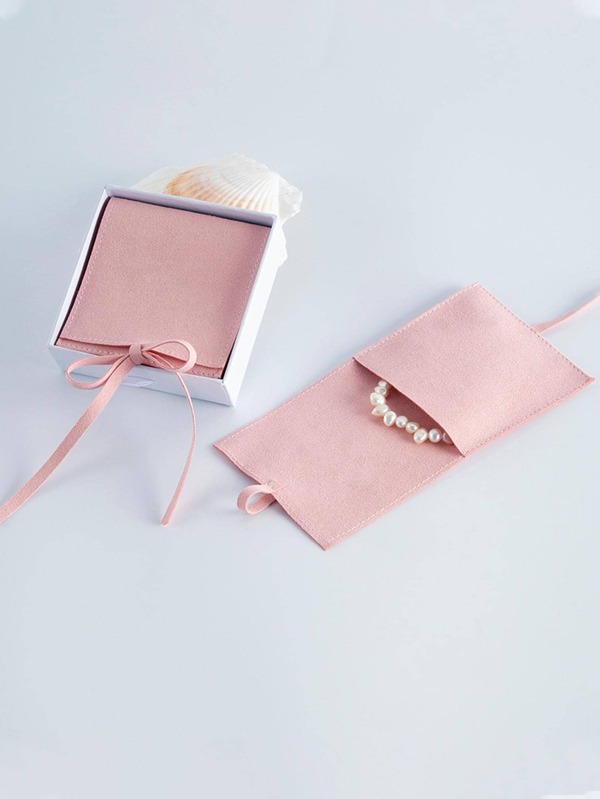 5pcs Pink Gift Bag With Rope, Simple Polyester Gift Wrapping Bag For Party, Holiday Back To School Valentine Day