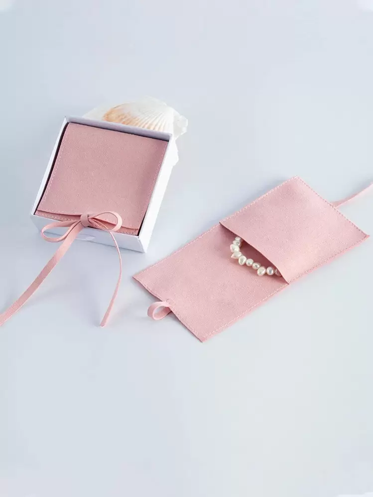 5pcs Pink Gift Bag With Rope, Simple Polyester Gift Wrapping Bag For Party, Holiday Back To School Valentine Day - Pink - View 1