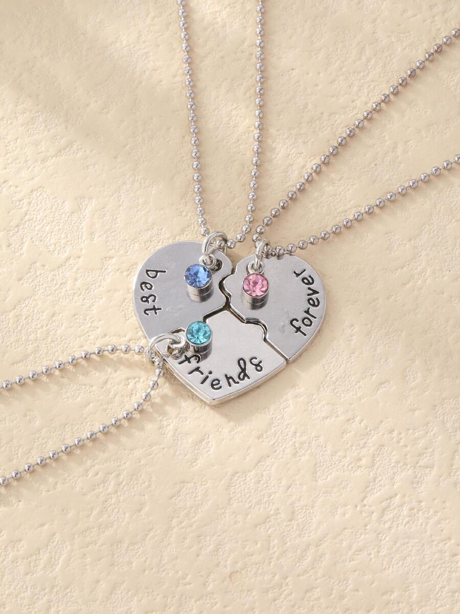 Nam 3 cái/bộ Đồ trang trí Rhinestone Trái tim quyến rũ Dây chuyền , Đối với Đồ trang sức Qủa tặng Và Buổi tiệc - Bạc - Xem 1