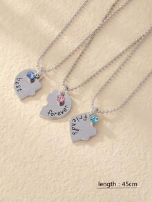 Nam 3 cái/bộ Đồ trang trí Rhinestone Trái tim quyến rũ Dây chuyền , Đối với Đồ trang sức Qủa tặng Và Buổi tiệc - Bạc - Xem 3