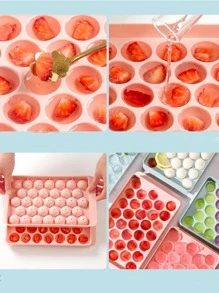 1pc PP Ice Cube Mould With Cover, Modernist Ice Cube Maker Tray For Kitchen - Blue - View 5