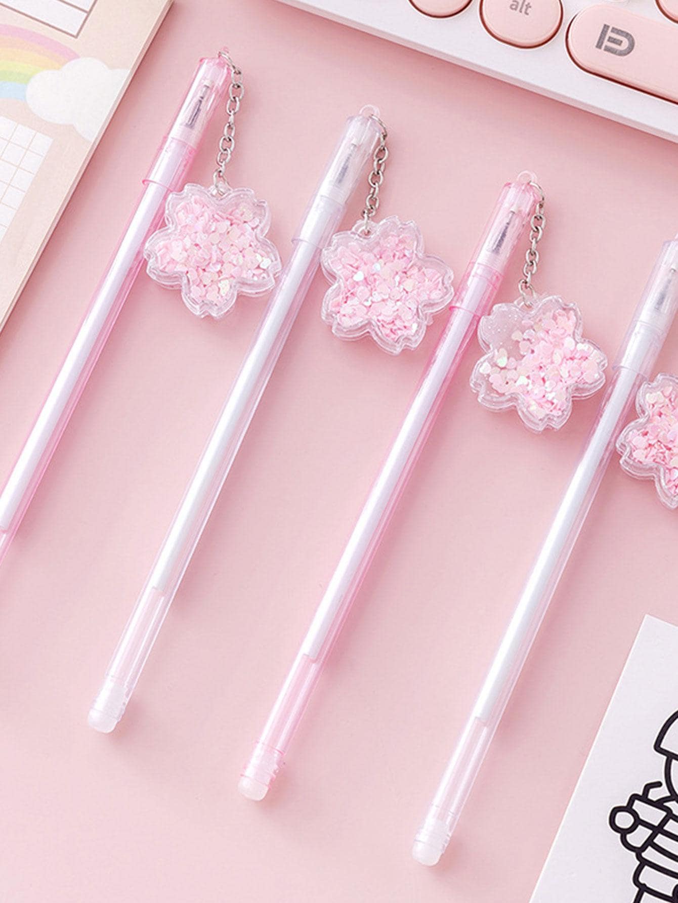 2 chiếc Bút Gel trang trí hoa, Bút gel nhựa trang trí hoa hiện đại cho văn phòng, trường học - Nhiều màu - Xem 1