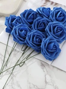 Nejlue Artificial Flowers/Plants1111 Home & Living 25pcs/Box Artificial Rose Flowers,Fake Foam Floarl,Modern Simple Nordic Style For Indoor Outdoor Wedding Decoration DIY Wreath Material,Bride Holding Flower,Home, Dining Room,Classroom,Office,Hotel,Restaurants, Desk,Bedroom,Birthday Party Decoration Materials, Valentine's Day And New Year Christmas Xmas Festival Gifts Decoration Stuff - Navy Blue - View 6