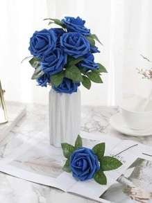 Nejlue Artificial Flowers/Plants1111 Home & Living 25pcs/Box Artificial Rose Flowers,Fake Foam Floarl,Modern Simple Nordic Style For Indoor Outdoor Wedding Decoration DIY Wreath Material,Bride Holding Flower,Home, Dining Room,Classroom,Office,Hotel,Restaurants, Desk,Bedroom,Birthday Party Decoration Materials, Valentine's Day And New Year Christmas Xmas Festival Gifts Decoration Stuff - Navy Blue - View 5
